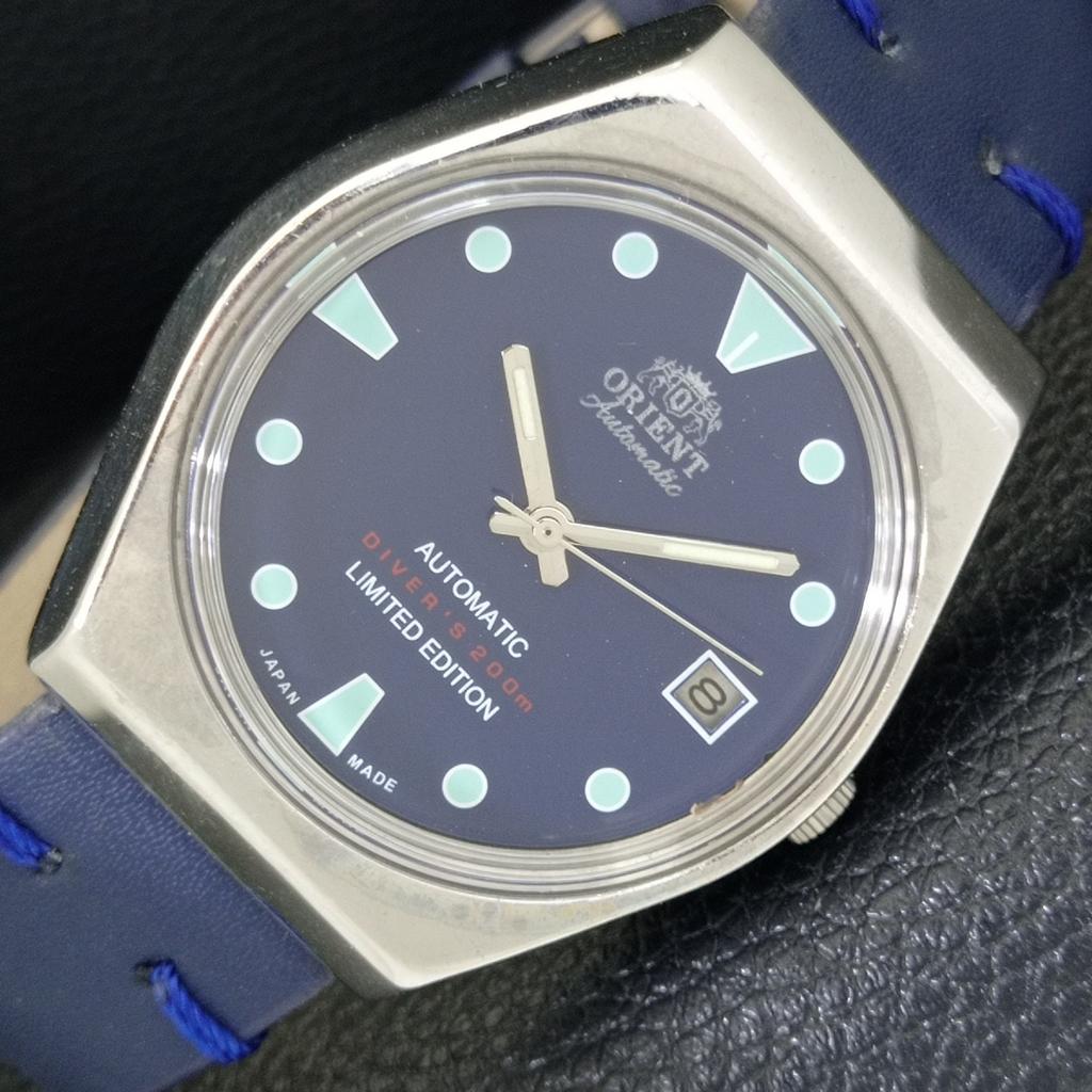 VINTAGE ORIENT AUTOMATIC 46941 JAPAN MENS BLUE COLOR DIAL WATCH A701821-5 R207-a701821
