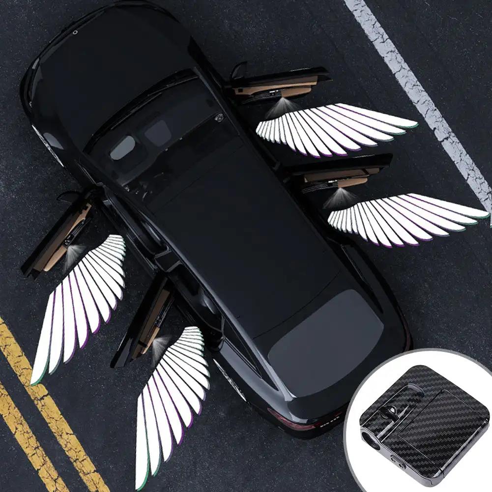 2/4Pcs Car Angel Wings Wireless Car Door LED HD Welcome Courtesy Shadow Projector Lamp Logo Light Cars Accessories Neon Lights 4