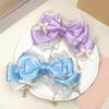 Grazioso fermaglio per capelli con nappe per bambini con fiocco e perle Accessorio portatile per feste e uso quotidiano