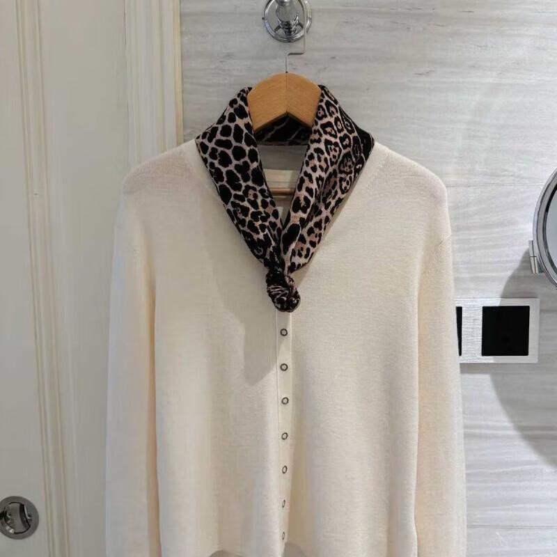 NINA SOLOR Fashion Leopard Print Silk Wool Blend Square Scarf