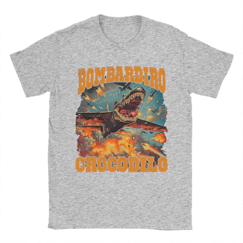 Pánské Dámské Potištěné Bombardiro Crocodilo Vtipné Brainrot Tričko Tričko Čistá Bavlna Trička Oblečení