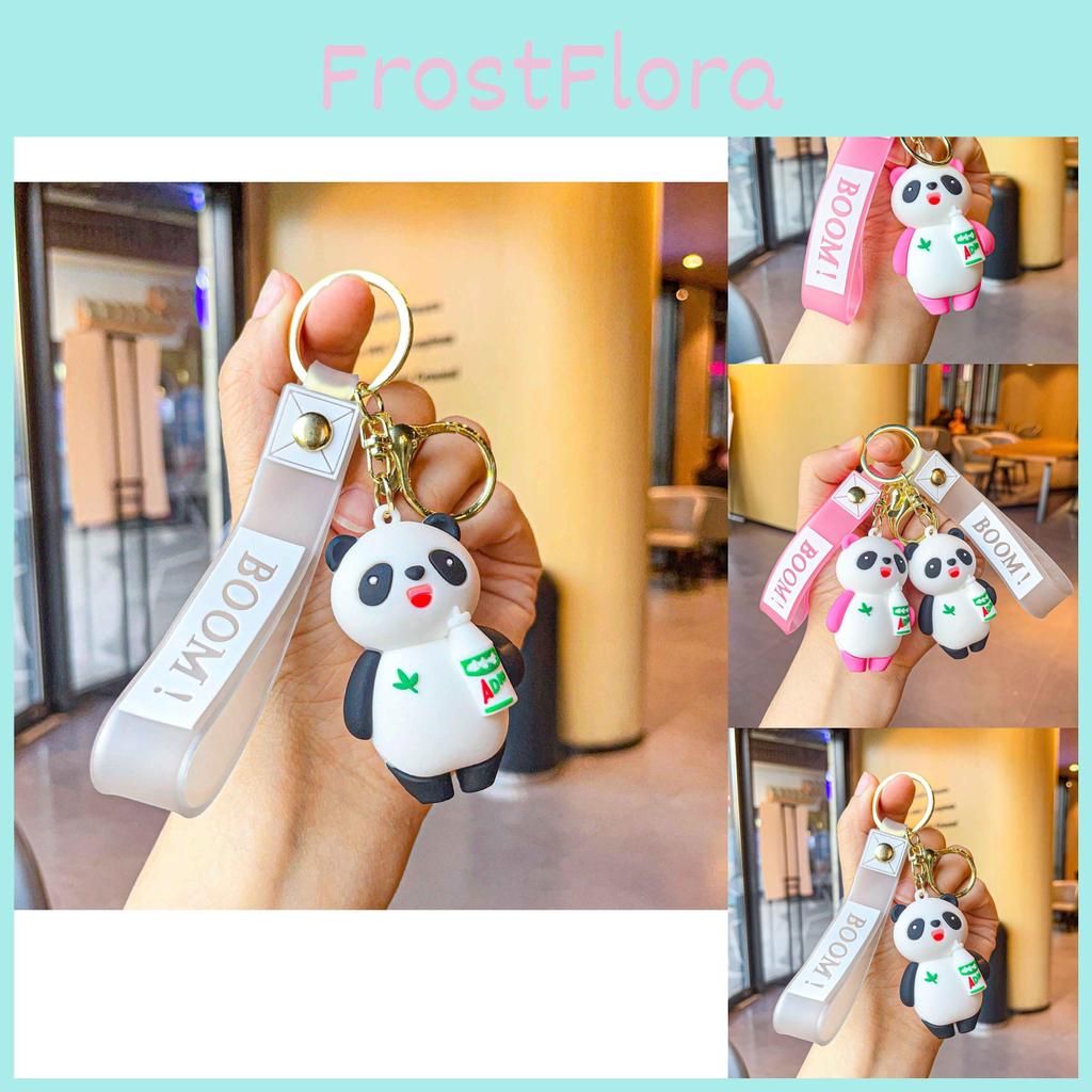 Adorable Panda Keychain Plush Doll Cute Silicone Car Key Ring Bag Charm