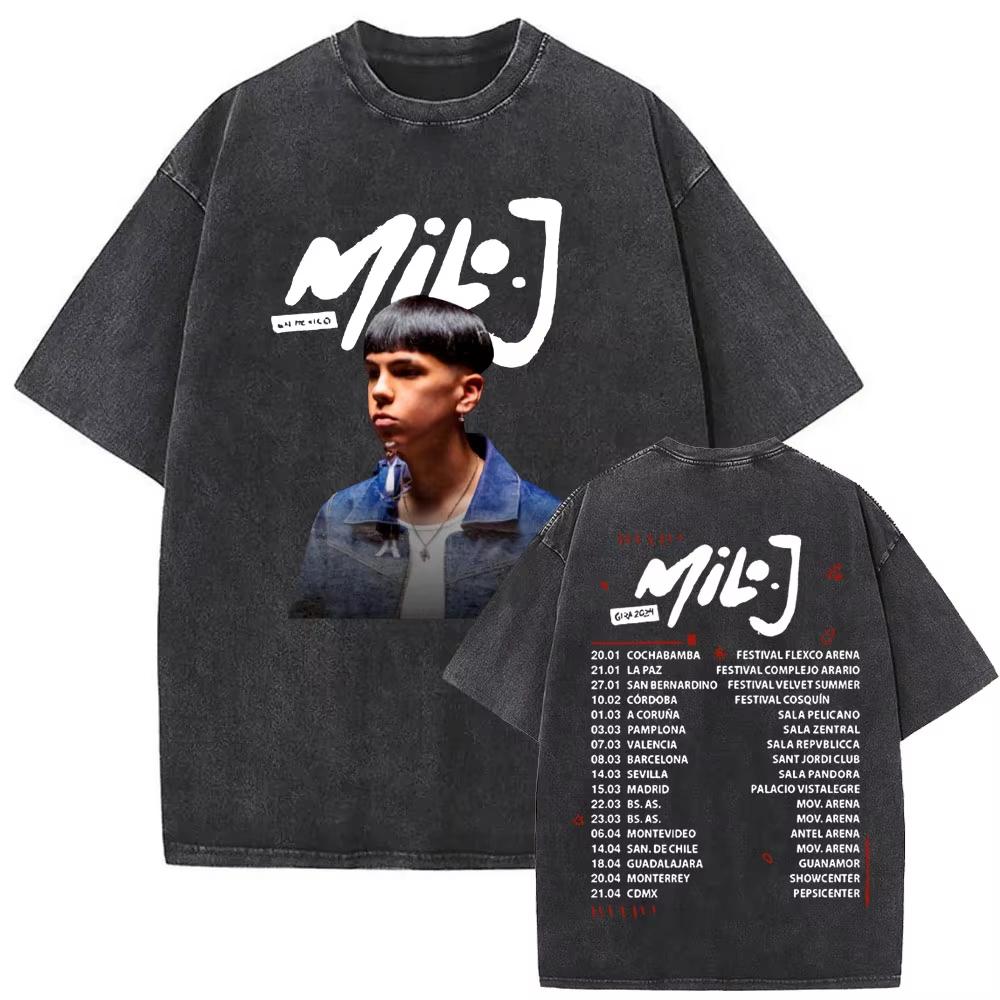 2026 Gewaschenes Vintage Rapper Milo J La Vida Era Mas Corta T-Shirt Hip Hop Mode T-Shirts Herren Damen Lässige Streetwear Top