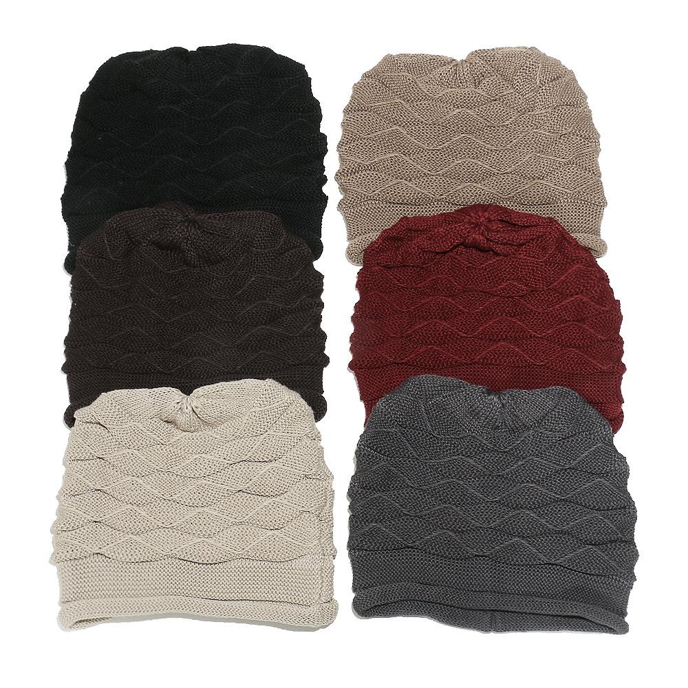 Pile Hat Men's New Winter Warm Knitted Hat Solid Color Ear Protection Simple Knitted Headhat Warm Casual Hat Men