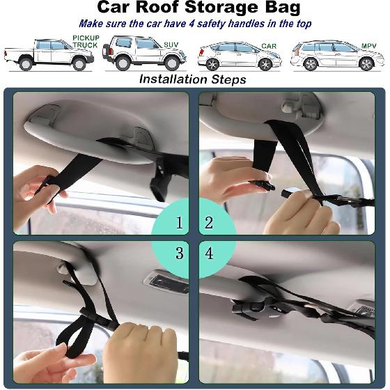 SUV Ceiling Cargo Net, Trunk Organizer, Car Roof Storage, Truck Netting, Van Interior Accessories, Double-Layer Mesh Camping Essentials