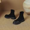 Krazing Pot Microfiber Flock Autumn Winter Shoes Thick Med Heels Size 43 Modern Boots Stretch Ankle Boots