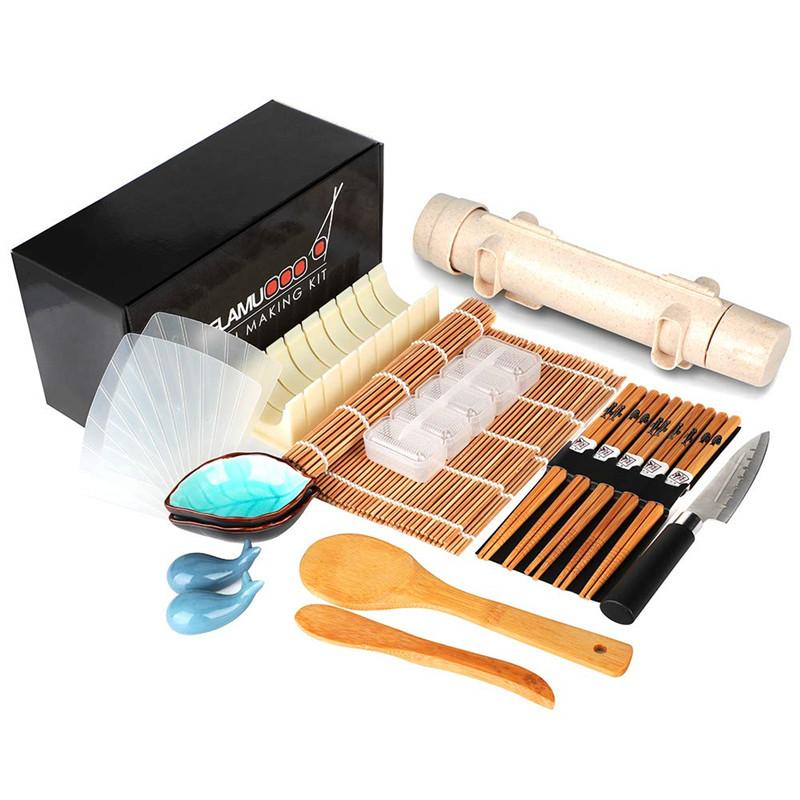 Sushi Making Kit 20 in 1 Sushi Bazooka Roller Kit With Sushi Knife, Bamboo Mats, Bazooka, Rice Mold, Chopsticks, Sauce Dishes