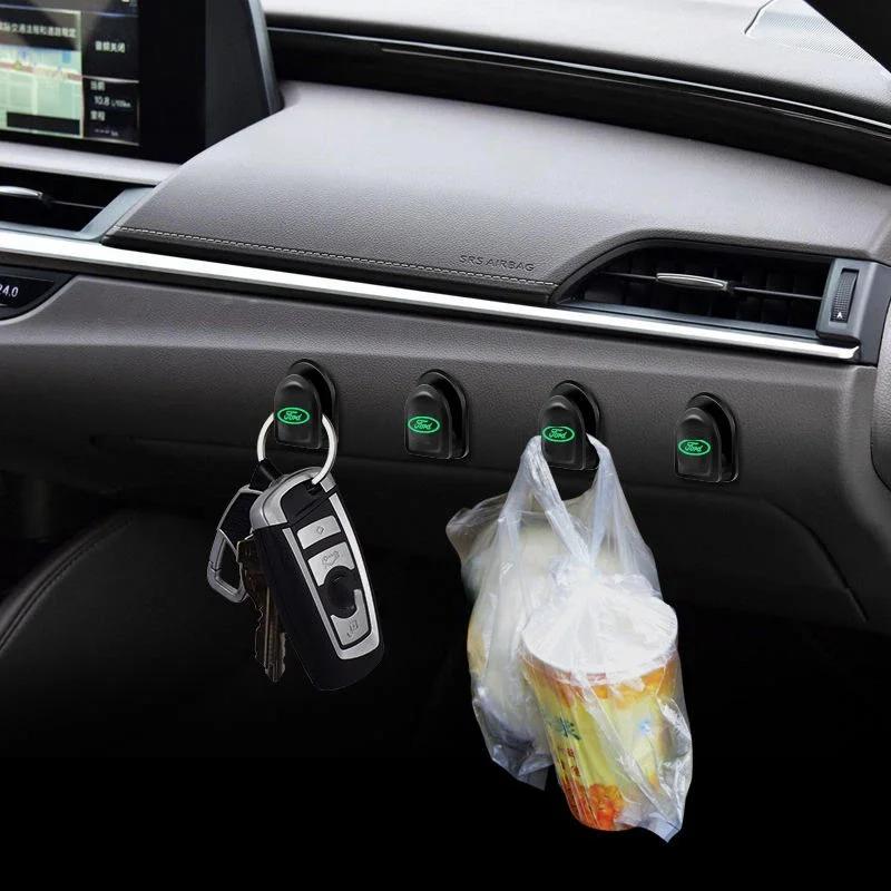 2pcs/4pcs Luminous Car Hook h98 Hanger Bags Holder Sticker for Ford Focus MK2 MK3 Explorer Mustang Fusion Mondeo MK7 Ranger 1 Kuga