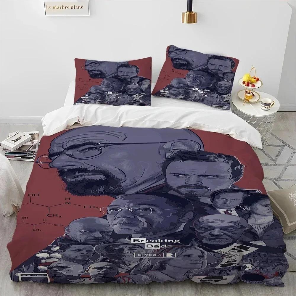 3D Breaking Bad Walter Hartwell Comforter Bedding Set,Duvet Cover Bed Set Quilt Cover Pillowcase,King Queen Size Bedding Set Boy