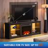 58 Inches Fireplace TV Stand with LED Lights, Modern Entertainment Center with 18 Electric Fireplace Amp Adjustable Glass Shelve