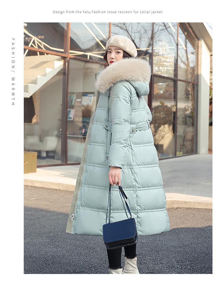 Women’s Long Hooded Windproof Thicken Warm Winter Jacket With Belt