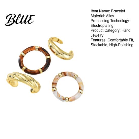 Wrist Layering Set 4Pcs/Set Women Bracelet Opening Adjustable High-Polishing Metal