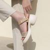 Jisyu Ladies Leather Chunky Heel Noru Kyuubik Strap Sandals