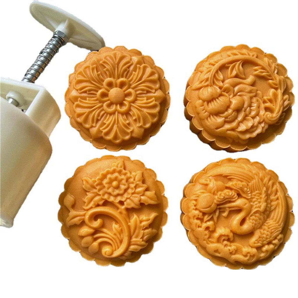 Plastic Mooncake Stamp Cute Flower Shape Mooncake Mold Festival DIY Hand Press Mooncake Cutters Pastry Decorating Gadget