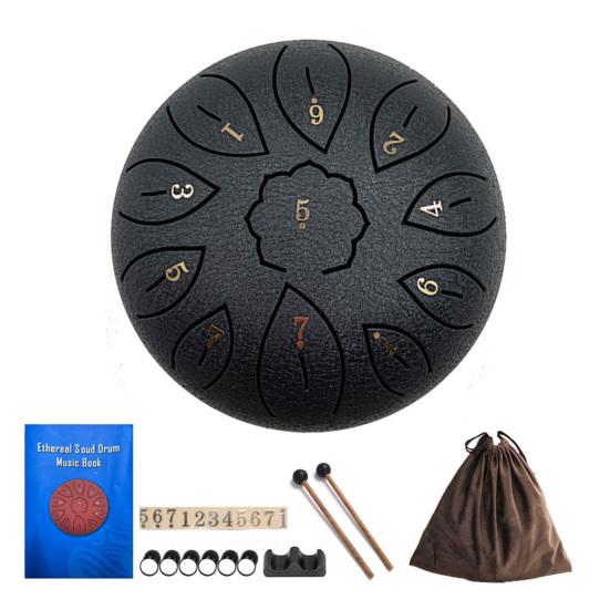 6-calowy stalowy bęben językowy z pałeczkami naklejkami z nutami stojakiem 11 nut medytacja joga terapia dźwiękiem bęben ręczny instrument perkusyjny