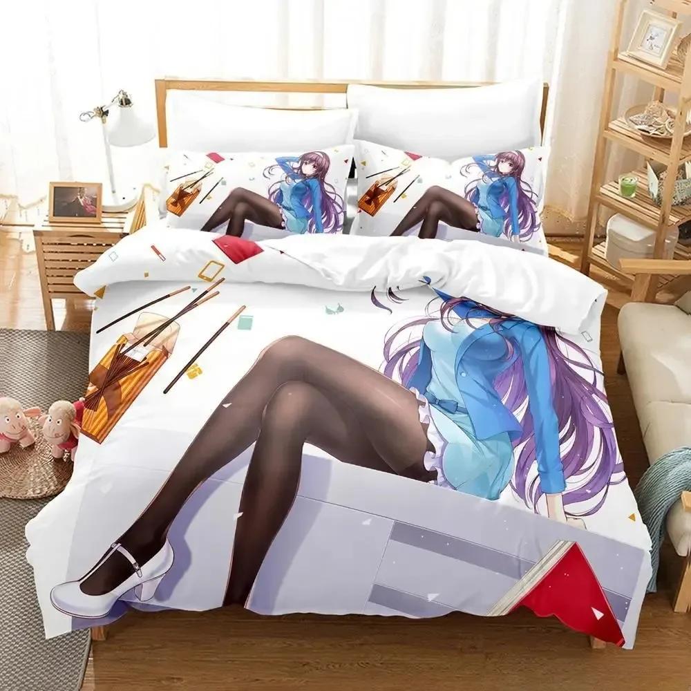 Saekano How To Raise A Boring Girlfriend Beding Set Printed Bed Linen Set With Pilowcase Bed Soft Duvet Cover Soft Quen Super King-Sized Dimensionsd