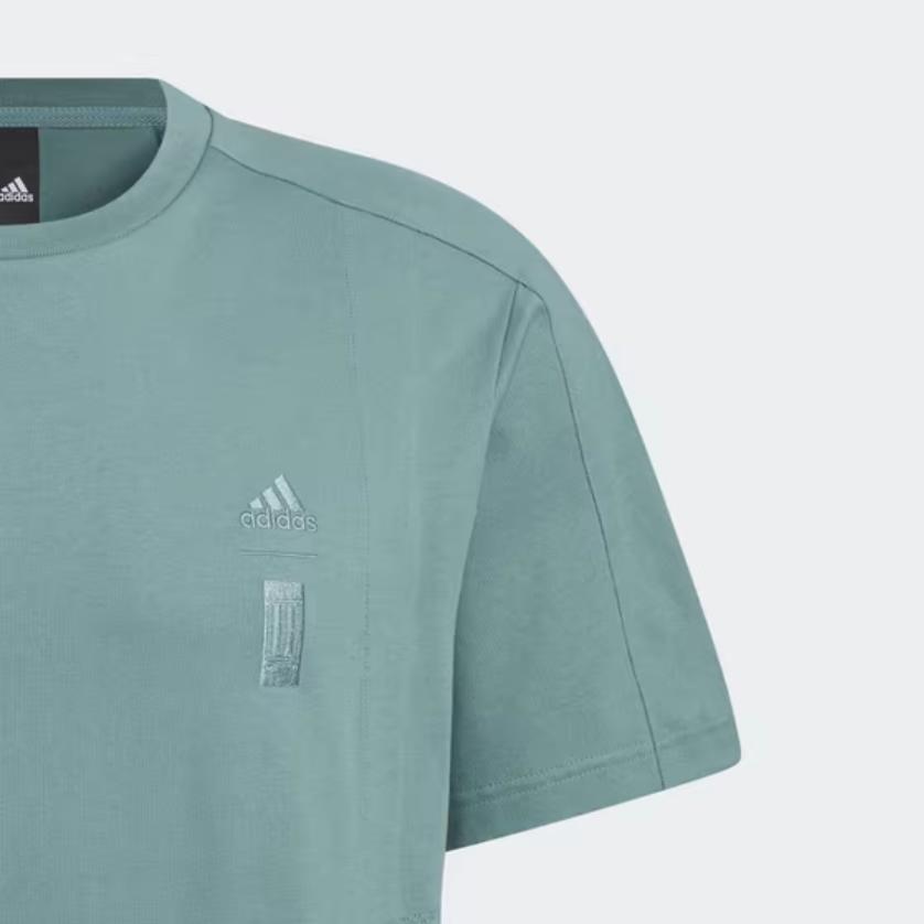 Adidas Pure Color Logo Casual Sports Short Sleeve T-Shirt Men Tops Mist-Green IX4291