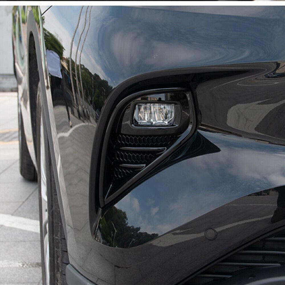 For Toyota Highlander -23 Bright Black ABS Front Bumper Fog Light Cover Trim