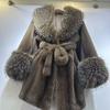 2025 New Fur Coat Fur Collar Leopard Print Winter Thick Autumn Winter Mid Length