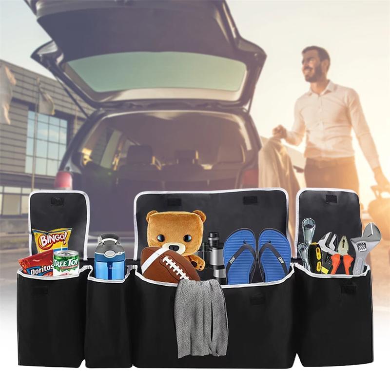 Car Back Seat Trunk Hanging Bag Large Capacity Multi-Pocket Car Trunk Organizer Oxford Cloth Waterproof Car Interior Accessories