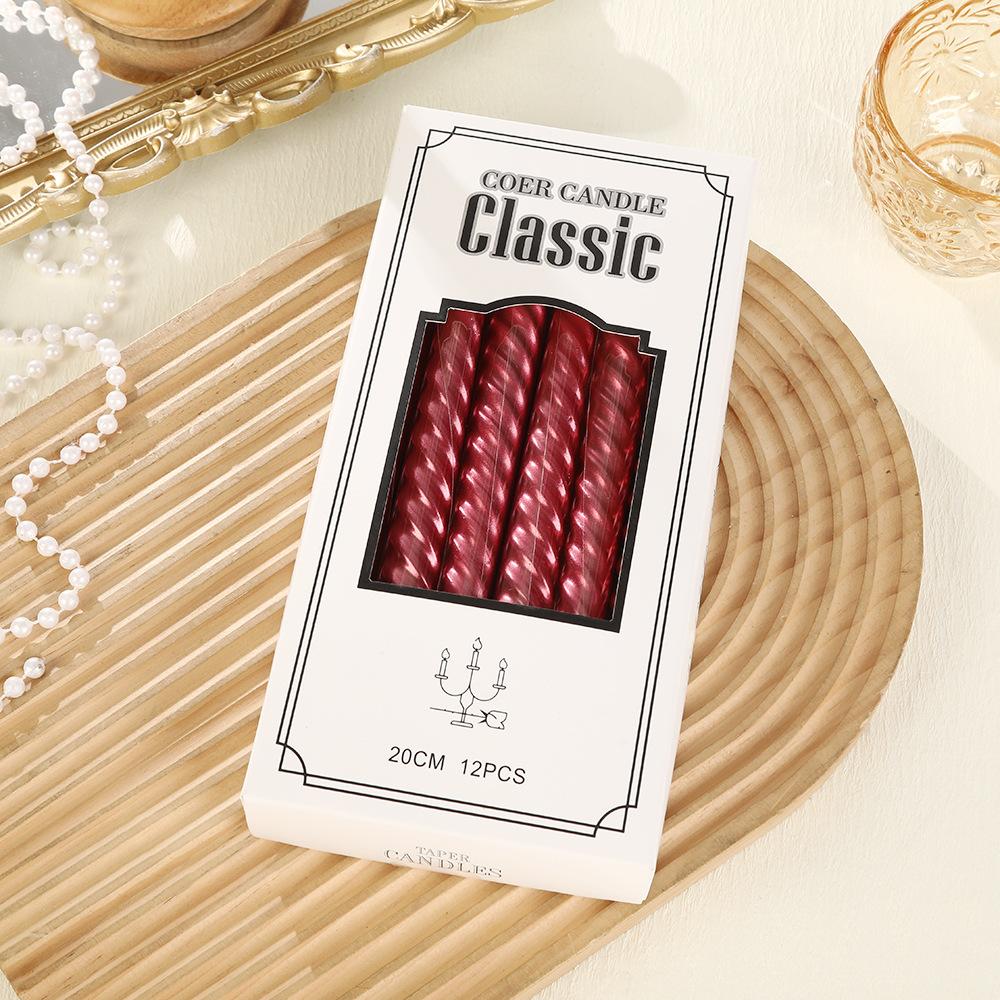 European Electroplated Threaded Long Pole Candle for Home Romantic Wedding Candlelight Dinner Festive Atmosphere Pole Wax