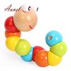 Colorful Wooden Jigsaw Worms Children Early Education Puzzle Finger Games
