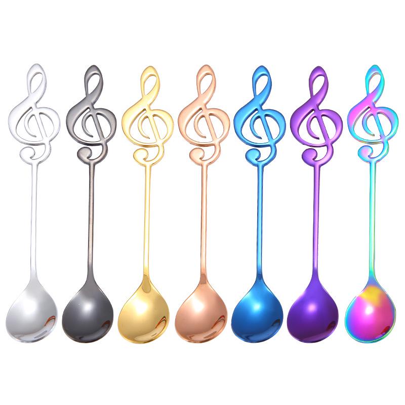1/3/5/10pcs 304 Stainless Steel Musical Notes Coffee Spoon Stirring Cup Spoon Music Stick Ice Cream Gift Spoon