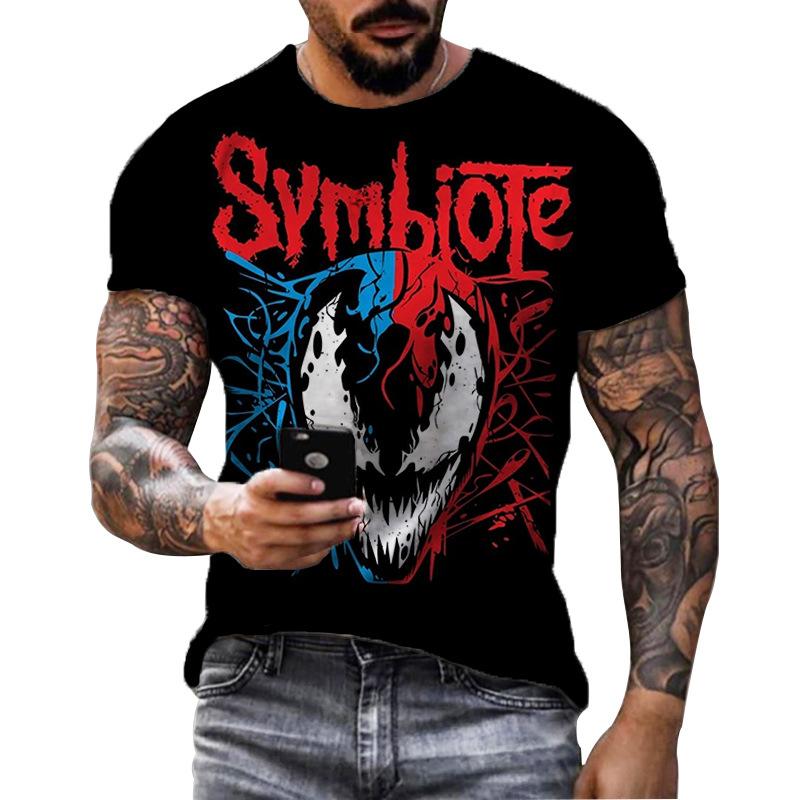 Summer Round Neck 3D Halloween Print Top Fashionable Casual Short Sleeved Men's T-shirts