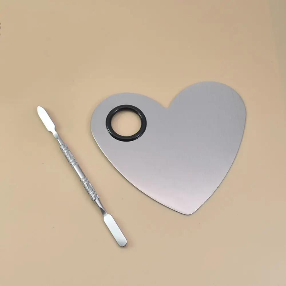 With Spatula Rod Makeup Color Palette Portable Stainless Steel Liquid Foundation Mixing Tray Durable Makeup Color Board
