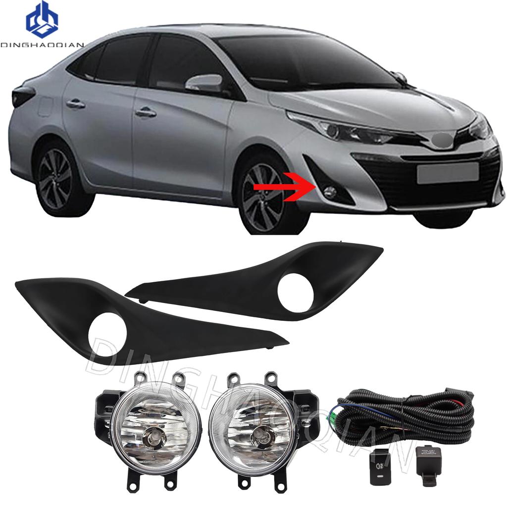 1 set Fog Lights Headlight For Toyota YARIS ATIV 2018 2019 2020 Fog lights Car Fog Lamp Kit With Harness Bulb Switch