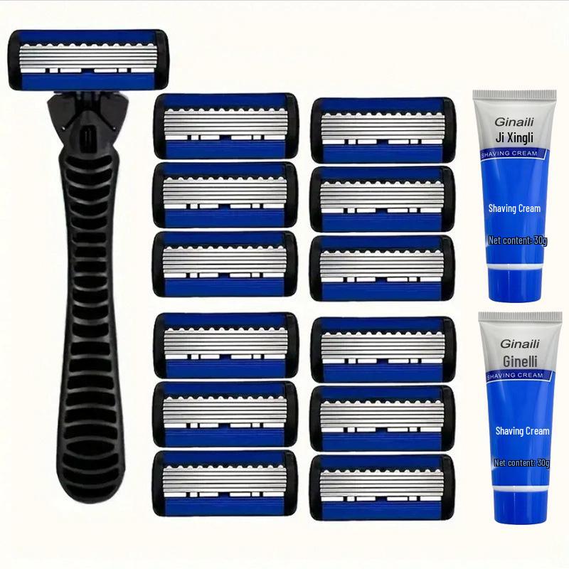 6-Layer Ultra-Thin Men's Razor with Replaceable Anti-Scratch Heads
