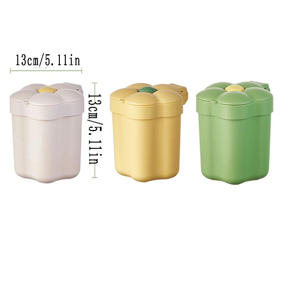 1PCS Flower Desktop Wastebasket Household Cute Mini Storage Bin Bedroom Small with Lid Large Opening Paper Basket