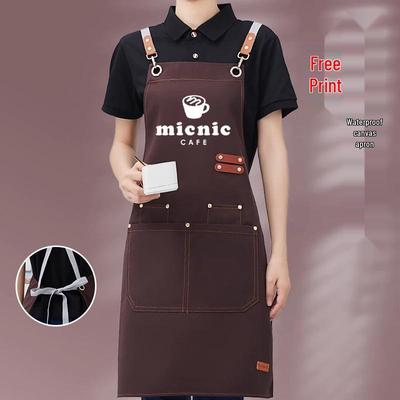 Custom Waterproof Canvas Apron with Logo - Stain-Resistant for Trendy Coffee Shop Waiters