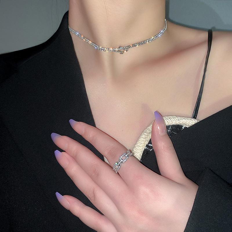 Butterfly Necklace Women'S Collarbone Chain Full Of Diamonds Tassel Choker Necklace Sweater Chain Accessories