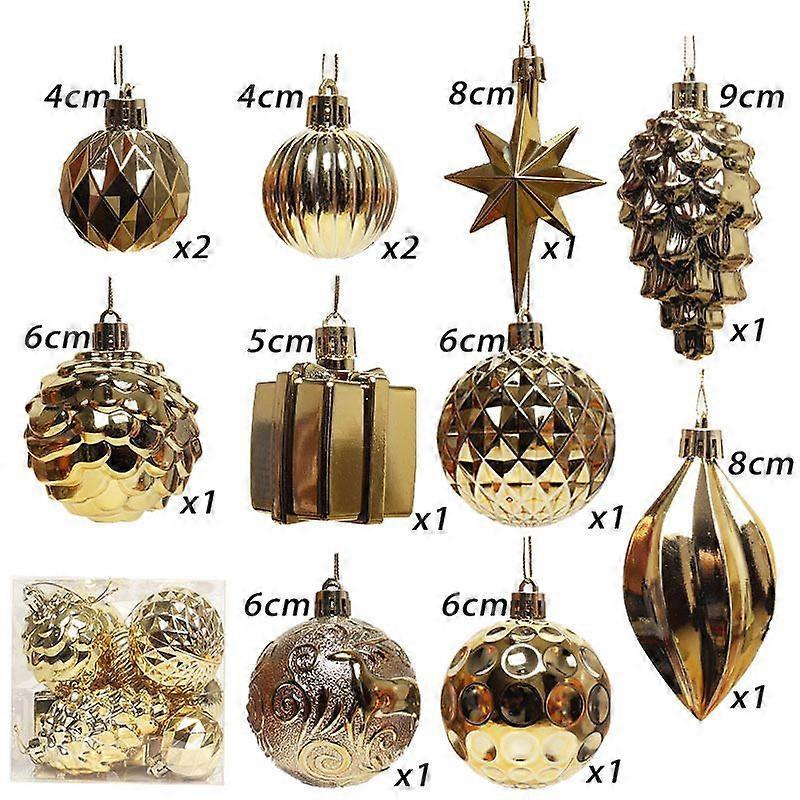 Iron Gray Shaped 12 Packs/Box [PVC] Christmas Ornaments Various Styles Electroplated Shaped Christmas Balls Boxed Christmas Tree Pendants Holiday