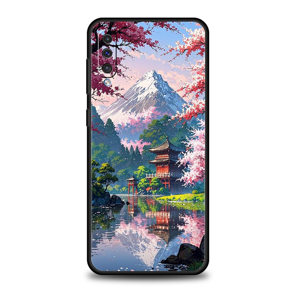 Japan Mount Fuji Cherry Phone Case For Samsung A56 A36 A26 A24 A12 A14 A16 A50 A70 A20E A22 A40 A34 A54 A42 A52 A04s A06 Cover