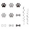 48 Pcs Dog Themed Party Hanging Swirls Decoration Dog Paw Bones Ceiling Streamer for Pets Birthday Baby Shower Party Supplies