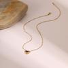 Stainless Steel Heart Shape Natural Stone Pendant Necklace Women Gold Or Tone MinimalistChain 2025 Fashion