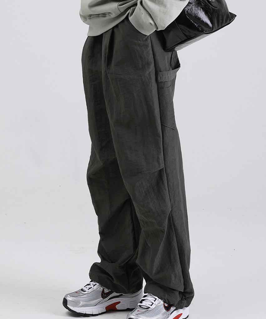 WHEN YOU MOVE Parachute Nylon Carpenter Wide Pants Khaki