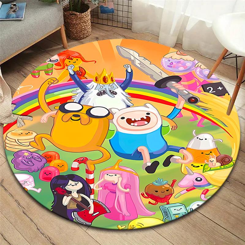 

Круглый ковер Adventure Time, Ковер для гостиной, спальни, дивана, игровой комнаты, Декор, Нескользящий коврик для пола 80cmx80cm