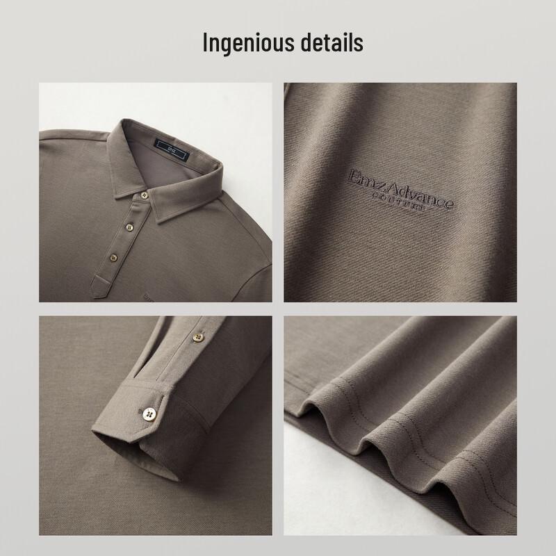 EMZ Men's Antibacterial Thermal Long-Sleeve Casual Polo Shirt