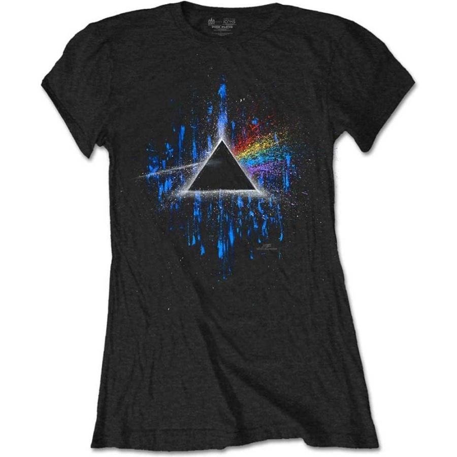 Pink Floyd Dark Side of The Moon Blue Splatter Junior Top Black S