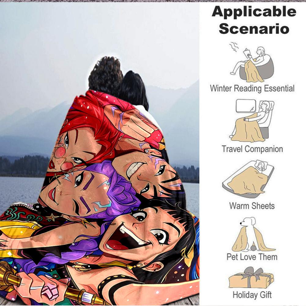 1Pc Colorful Friendship Celebration Flannel Blanket, Soft And Comfortable, Casual Warm, Camping Travel, Christmas, Halloween Xmas Gift S1645