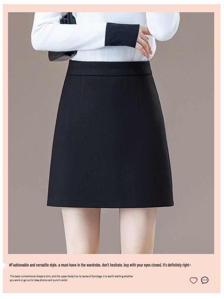 2025 Herbst/Winter Damen High-Waist Schlankmachender A-Linien Wollrock - Kurz, Gerade, Hüftbetont, Bequem.