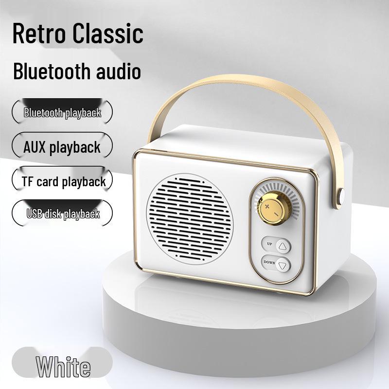 Retro bezdrátový Bluetooth reproduktor s USB a slotem pro kartu – přenosný venkovní mini mini pro notebook a domácí karaoke.