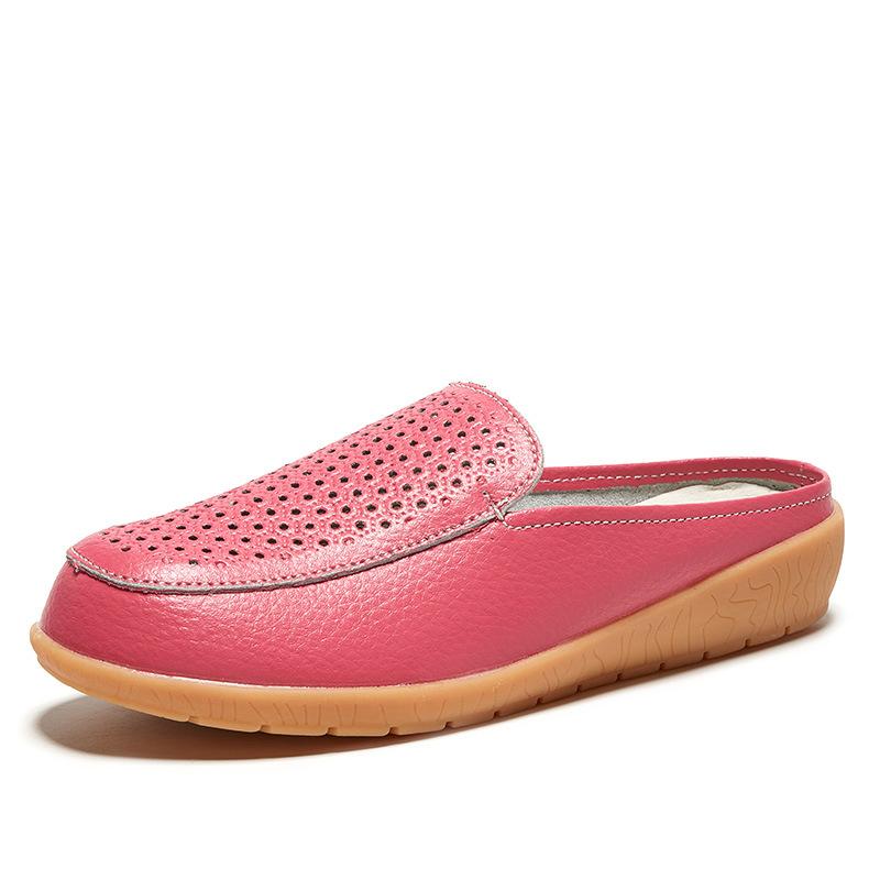 Spring and summer women's casual single shoes half drag and one pedal lazy shoes hollow Doudou shoes mother shoes fashionable and versatile