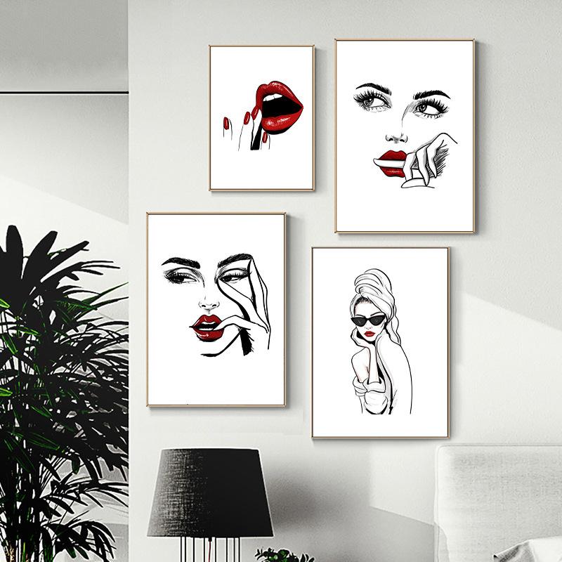 Tableau Toile Noir Et Blanc Fille Cool - Décoration Murale Moderne 60x110 Cm