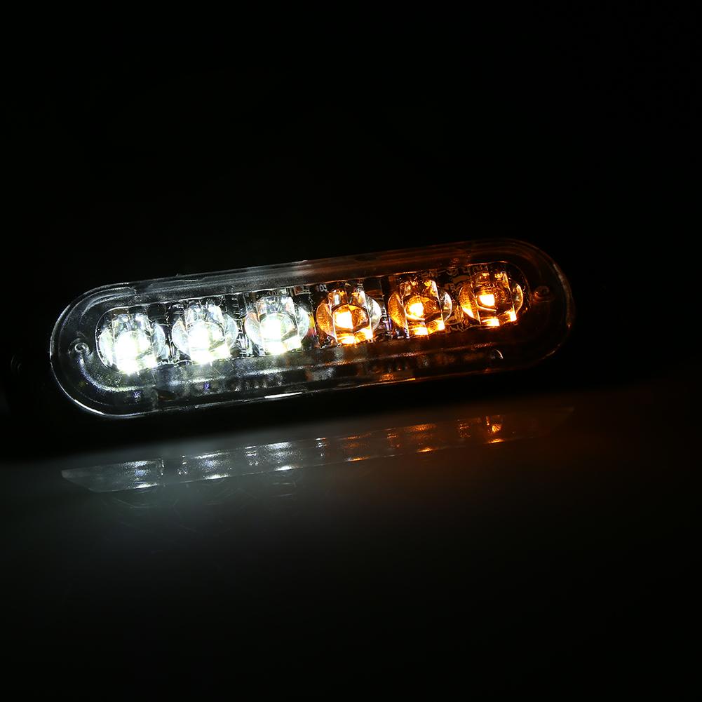 2pcs 12V 6 LED Car Truck Emergency Warning Strobe Light Hazard Flashing Lamp Amber  White