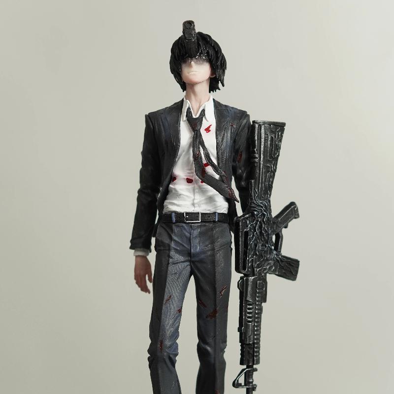 31cm / 12 Zoll Anime Chainsaw Man Hayakawa Aki Dämonenpistole PVC Figur kampfbeschädigter Aki GK Statue Modell Spielzeug Schreibtischverzierung Geschenk