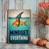 Vintage Goldfish Shark Fin Mindset Metal Sign Motivational Tin Wall Art Home Office Decor